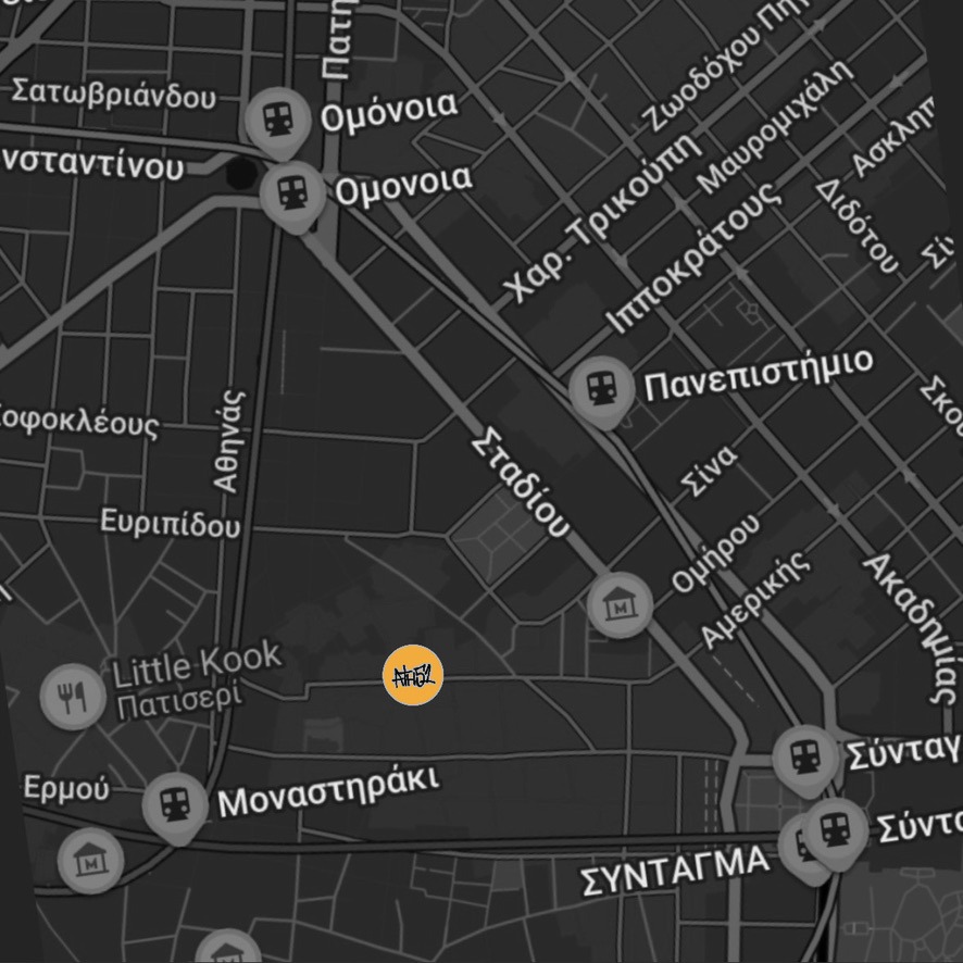 ATH51 location on the map, downtown Athens